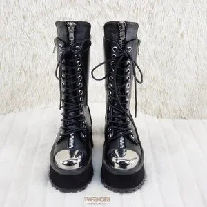Gravedigger Unisex Chrome Toe Cap Platform Combat Goth Punk Boots You walk like a zombie ?‍♀️ You talk like a zombie  main image 4